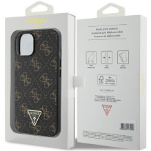 Guess 4G Triangle Metal Logo Case for iPhone 14 / 15 / 13 - Black