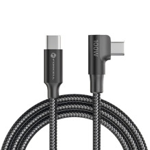 USB C į USB C laidas Forcell F-Energy QC4.0 PD 5A 100W Cafule 90° 2 m CC-1Deg juodas