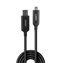 USB Kabelis - LINDY USB 3.2 Type A į C Laidas, Hibridinis, M / M, 5Gbps, 10 m, Juodas