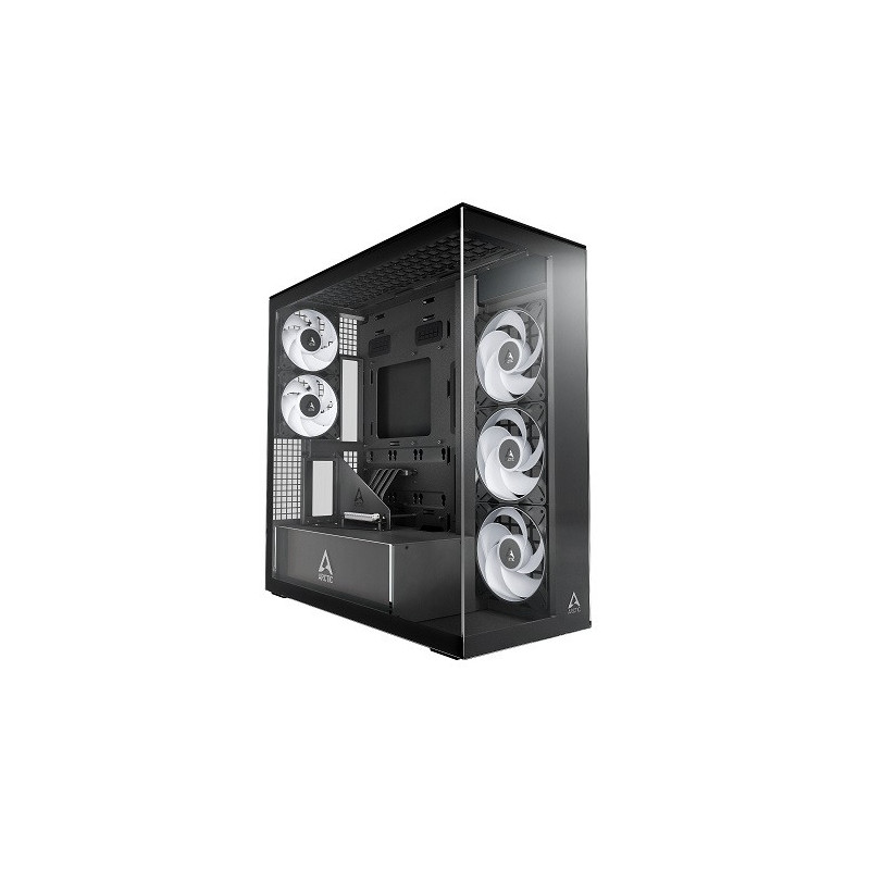PC Korpusas - Arctic Premium E-ATX Xtender VG Juodas, 5 Ventiliatoriai, Grūdintas Stiklas, Juodas