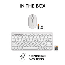 KEYBOARD +MOUSE COMBO PEBBLE 2 / WHITE 920-012240 LOGITECH