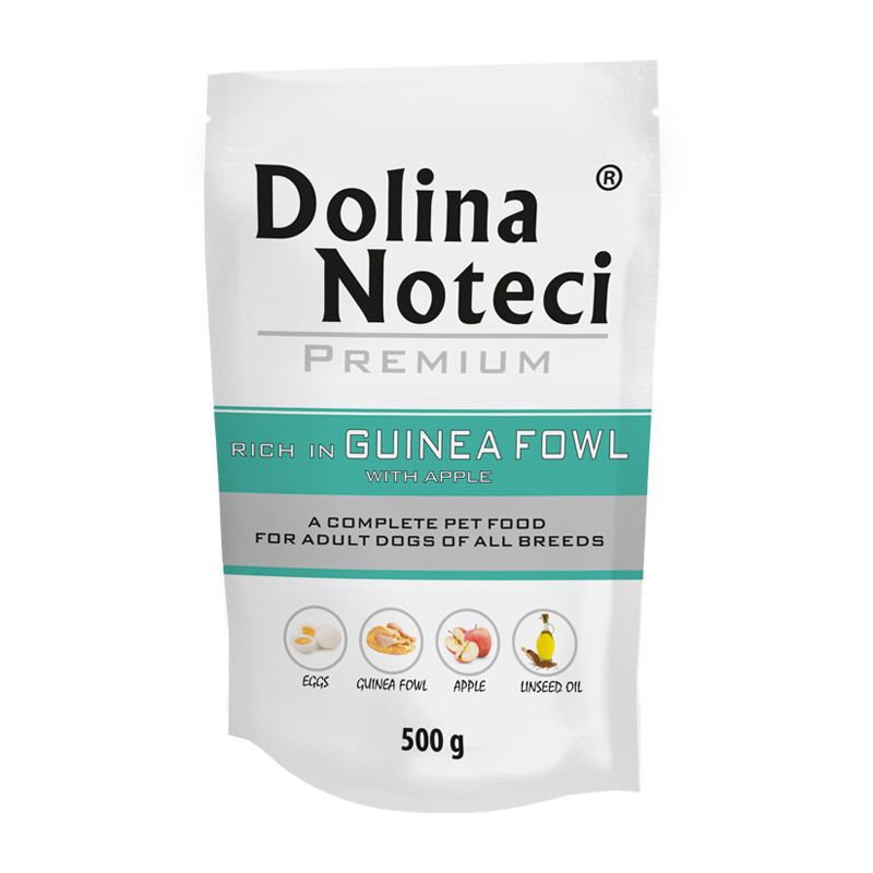 DOLINA NOTECI Premium šlapias šunų ėdalas, gausus perlinių vištų mėsa ir obuoliais, 500 g