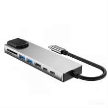 Tech-Protect HB09 USB hub 8in1 TYPE-C + USB-A 3.0 + USB-C 3.0 + HDMI 4K 60HZ + SD / TF + PD100W + RJ45 1000 MB / S - gra