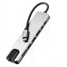 Tech-Protect HB09 USB hub 8in1 TYPE-C + USB-A 3.0 + USB-C 3.0 + HDMI 4K 60HZ + SD / TF + PD100W + RJ45 1000 MB / S - gra