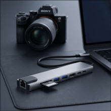 Tech-Protect HB09 USB hub 8in1 TYPE-C + USB-A 3.0 + USB-C 3.0 + HDMI 4K 60HZ + SD / TF + PD100W + RJ45 1000 MB / S - gra