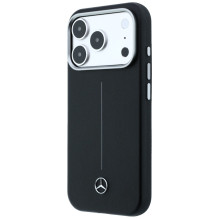 „Mercedes“ odinis pusiau apvyniojamas „Iconic Line MagSafe“ dėklas, skirtas „iPhone 17 Pro“ – juodas