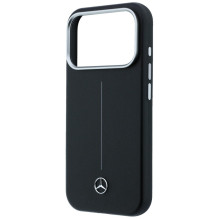Mercedes Leather Semi Wrap Iconic Line MagSafe Case for iPhone 17 Pro - Black