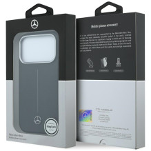 „Mercedes“ odinis pusiau apvyniojamas „Iconic Line MagSafe“ dėklas, skirtas „iPhone 17 Pro“ – juodas