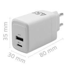 Maitinimo Adapteris - Qoltec 51825 GaN 45W Įkroviklis USB-C PD, USB QC 3.0, Baltas Maitinimo Adapteris - Qoltec 51825 GaN 45W Įkroviklis USB-C PD, USB QC 3.0, Baltas