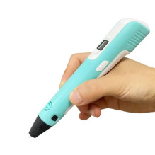 iLike 3D Pen-3 with LCD display and 10 stencils Blue + Plastic set: 20 colors of 10 meters 200 meters Blue
