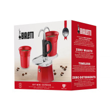Bialetti Mini Express kavos aparatas, raudonas, 2 uncijos + 2 puodeliai Bialetti Mini Express kavos aparatas, raudonas, 2 uncijos + 2 puodeliai