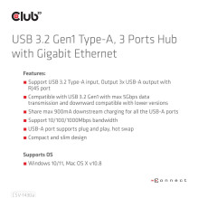 Įvesties / išvesties šakotuvas USB3.2 3 prievadų / CSV-1430A CLUB3D Įvesties / išvesties šakotuvas USB3.2 3 prievadų / CSV-1430A CLUB3D