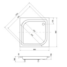 TRAY SHOWER SQUARE ARES ACRYL + LEGS