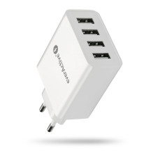 USB Įkroviklis - everActive SC-400 25W 4xUSB-A Išmanusis Sieninis Įkroviklis Baltas
