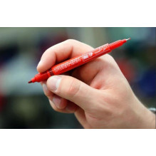 MARKER DURA-INK DUAL TIP 0.8-1.5MM RED