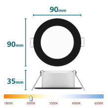 Philips LED Recessed Downlight, 5.5W, 3000K, Ø9, black