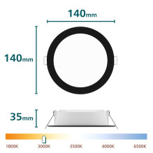 Philips LED Recessed Luminaire, 12.5W, 3000K, Ø12.5, Black