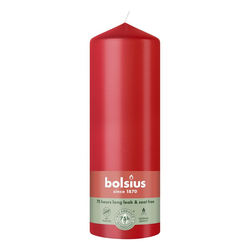 Candle, cylindrical Bolsius, 20 / 6.8 cm, red