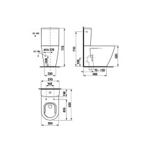 Toilet bowl, floor standing Jika Cubito Style, 370 x 630
