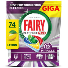 FAIRY PLATINUM+ LEMON DISHWASHER TABS 74
