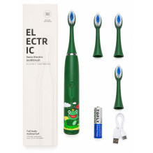 iLike Kids Sonic Electric Toothbrush, Waterproof, 5 Brush Heads (1+4 Replacement Heads), Battery Powered, Soft Bristles,