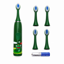 iLike Kids Sonic Electric Toothbrush, Waterproof, 5 Brush Heads (1+4 Replacement Heads), Battery Powered, Soft Bristles,