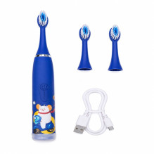 iLike Kids Rechargeable Sonic Electric Toothbrush, USB Charging, 3 Brush Heads (1+2 Replacement Heads), Soft Bristles, W