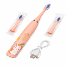 iLike Kids Rechargeable Sonic Electric Toothbrush, USB Charging, 3 Brush Heads (1+2 Replacement Heads), Soft Bristles, W