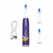 iLike Kids Rechargeable Sonic Electric Toothbrush, USB Charging, 3 Brush Heads (1+2 Replacement Heads), Soft Bristles, W
