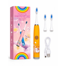 iLike Kids Rechargeable Sonic Electric Toothbrush, USB Charging, 3 Brush Heads (1+2 Replacement Heads), Soft Bristles, W