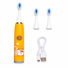iLike Kids Rechargeable Sonic Electric Toothbrush, USB Charging, 3 Brush Heads (1+2 Replacement Heads), Soft Bristles, W