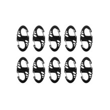 Karabinas - S-Hook Rinkinys DuraFlex ir Metalas, 10 Vnt., 50 x 23 x 5 mm, 4 g kiekvienas, Juodas