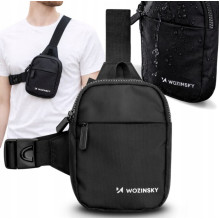 „Wozinsky WMS-W1“ unisex mini pečių krepšys su vandeniui atspariu dviejų skyrių telefonui - juodas „Wozinsky WMS-W1“ unisex mini pečių krepšys su vandeniui atspariu dviejų skyrių telefonui - juodas