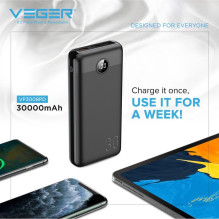 Powerbank Veger L30 (W3008PD) PD QC3.0 3A 20W 30000 mAh black Powerbank Veger L30 (W3008PD) PD QC3.0 3A 20W 30000 mAh black