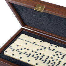 Luxury Domino set in dark walnut wooden case (size M) Manopoulos