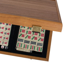 Luxurious Mahjong game in a walnut-colored wooden case Manopoulos