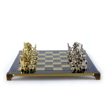 Greco-Roman metal chess set with 44cm (blue) board Manopoulos Greco-Roman metal chess set with 44cm (blue) board Manopoulos