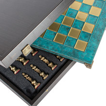 "Renaissance" metal chess set with 36cm chessboard Manopoulos