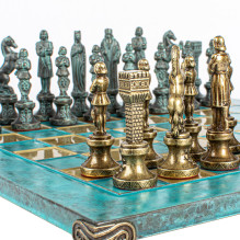 "Renaissance" metal chess set with 36cm chessboard Manopoulos