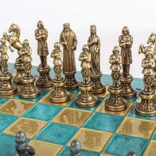 "Renaissance" metal chess set with 36cm chessboard Manopoulos