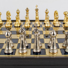 "Classic Metal Staunton" metal chess set with 41cm board on box Manopoulos "Classic Metal Staunton" metal chess set with 41cm board on box Manopoulos