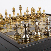 "Classic Metal Staunton" metal chess set with 34cm board on box Manopoulos "Classic Metal Staunton" metal chess set with 34cm board on box Manopoulos
