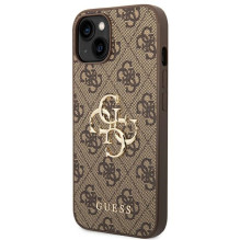 „Guess 4G“ didelis metalinis logotipo dėklas, skirtas iPhone 14 – rudas „Guess 4G“ didelis metalinis logotipo dėklas, skirtas iPhone 14 – rudas
