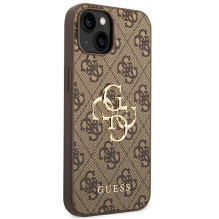 „Guess 4G“ didelis metalinis logotipo dėklas, skirtas iPhone 14 – rudas „Guess 4G“ didelis metalinis logotipo dėklas, skirtas iPhone 14 – rudas