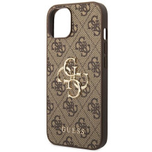 Guess 4G Big Metal Logo Case for iPhone 14 - Brown