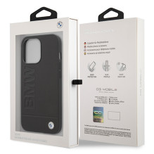 Etui BMW BMHMP14LSLLBK iPhone 14 Pro 6,1' Czarny / juodas kietas dėklas Signature Logo Imprint Magsafe Etui BMW BMHMP14LSLLBK iPhone 14 Pro 6,1' Czarny / juodas kietas dėklas Signature Logo Imprint Magsafe