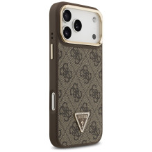 Guess 4G PU Triangle Logo &amp; Stand Camera Magsafe Case for iPhone 17 Pro Max - Brown