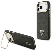 Guess 4G PU Triangle Logo &amp; Stand Camera Magsafe Case for iPhone 17 Pro Max - Black