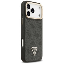 Guess 4G PU Triangle Logo &amp; Stand Camera Magsafe Case for iPhone 17 Pro Max - Black