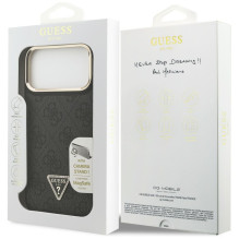 Guess 4G PU Triangle Logo &amp; Stand Camera Magsafe Case for iPhone 17 Pro Max - Black